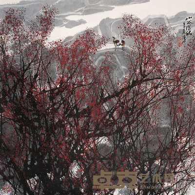 杜应强 2002年作 山谷深秋 镜心 68×68cm
